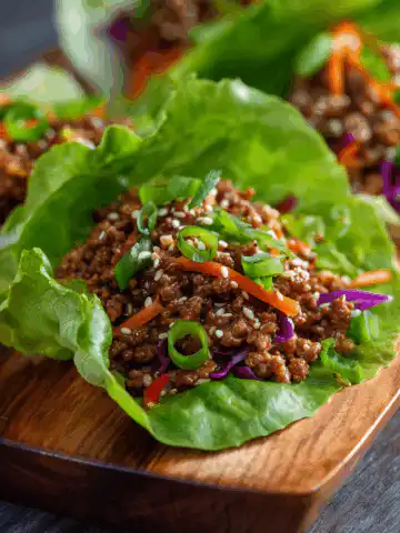 Asian-Style Ground Beef Lettuce Wraps