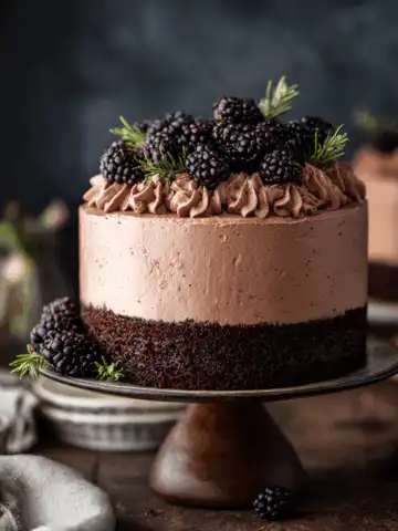 Bourbon Chocolate Cake with Blackberry Buttercream