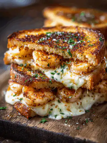 Cheesy Garlic Bread Shrimp Grilled Cheese
