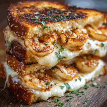 Cheesy Garlic Bread Shrimp Grilled Cheese