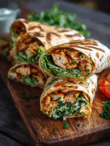 Cheesy Garlic Chicken Wraps