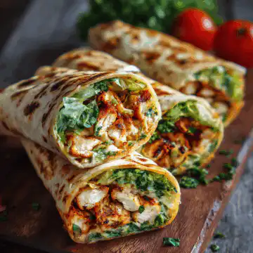 Cheesy Garlic Chicken Wraps