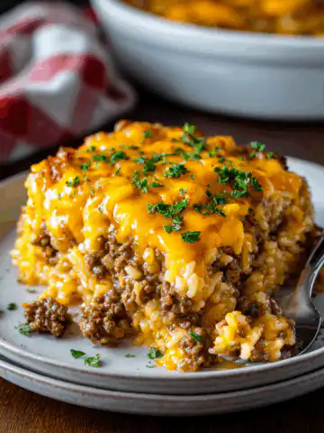 Cheesy Hamburger Rice Casserole Recipe