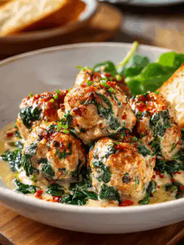 Chicken Ricotta Meatballs with Spinach
