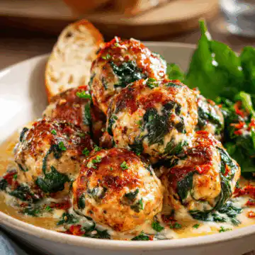 Chicken Ricotta Meatballs with Spinach