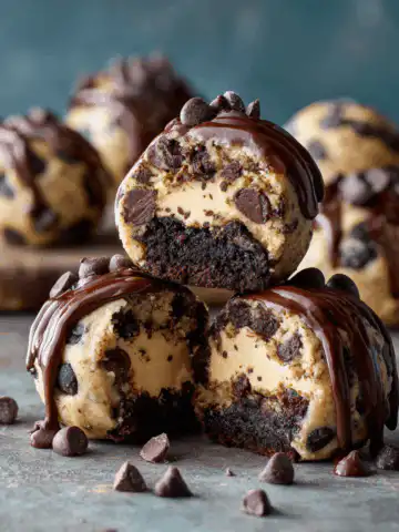 Chocolate Chip Cookie Dough Brownie Bombs