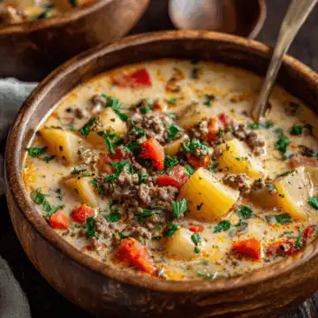 Crockpot Creamy Potato Hamburger Soup