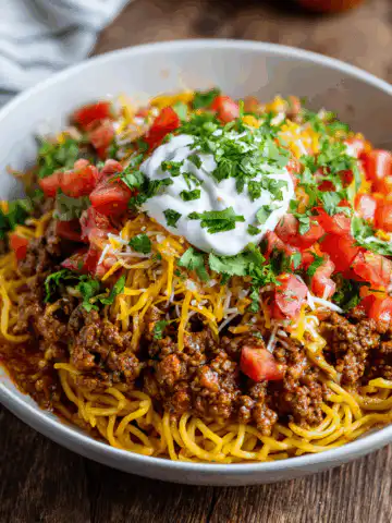 Crockpot Taco Spaghetti