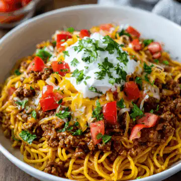 Crockpot Taco Spaghetti