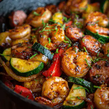 Easy Honey Garlic Shrimp with Sausage & Veggies!