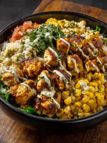 Flavor-packed Street Corn Chicken Rice Bowl