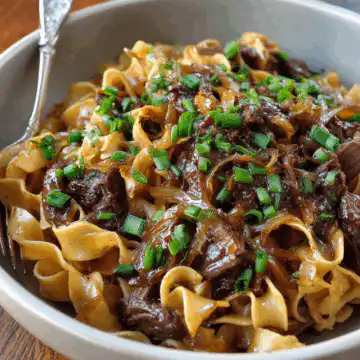French Onion Beef and Noodles