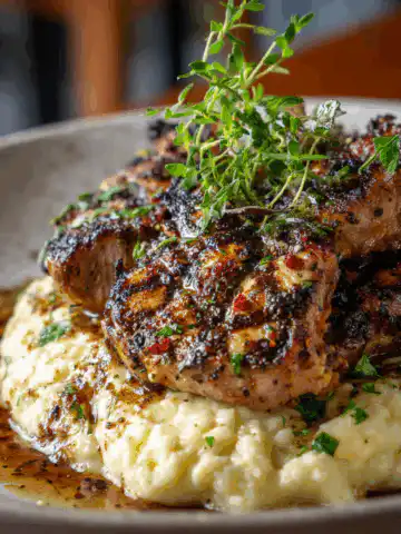 Garlic Parm Chicken & Steak with Cheesy Mash