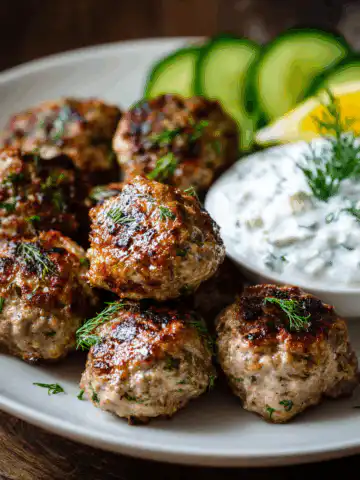 Greek Turkey Meatballs with Tzatziki