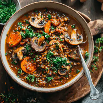 Hearty Vegan Lentil Mushroom Stew