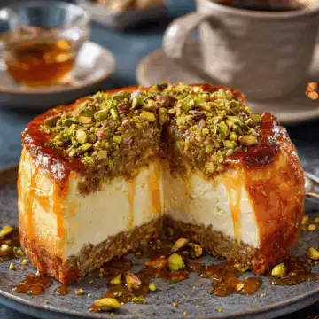 Honey Pistachio Baklava Cheesecake