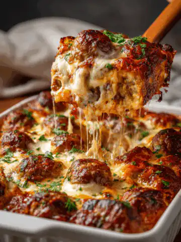 Keto Diet Friendly Meatball Casserole with Cheese