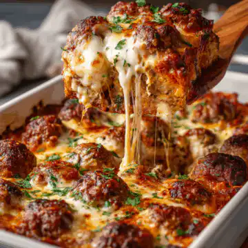 Keto Diet Friendly Meatball Casserole with Cheese