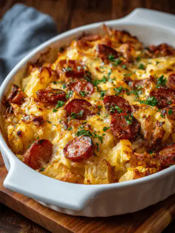 Kielbasa Sausage Cheesy Potato Casserole