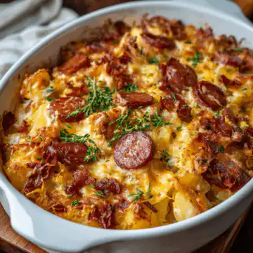 Kielbasa Sausage Cheesy Potato Casserole