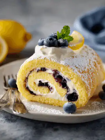 Lemon Blueberry Sponge Cake Roll