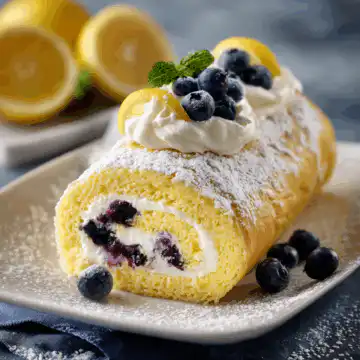 Lemon Blueberry Sponge Cake Roll