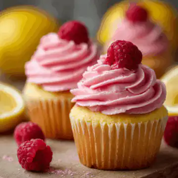 Lemon Cupcakes with Raspberry Buttercream Frosting
