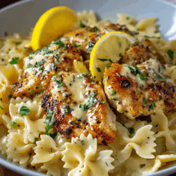 Lemon Garlic Chicken with Creamy Bowtie Pasta