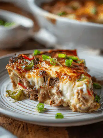 Low Carb Philly Cheesesteak Casserole