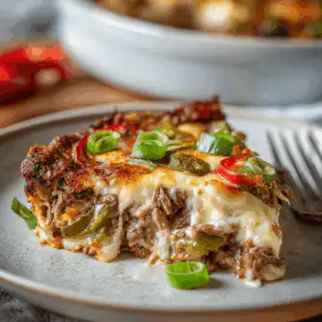 Low Carb Philly Cheesesteak Casserole
