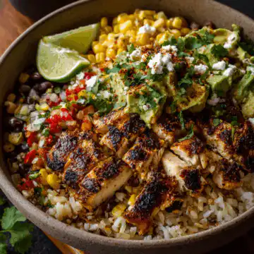 Mexican Street Corn Chicken Rice Bowl
