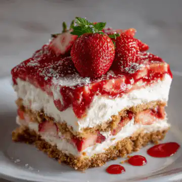 No Bake Strawberry Cheesecake Lasagna