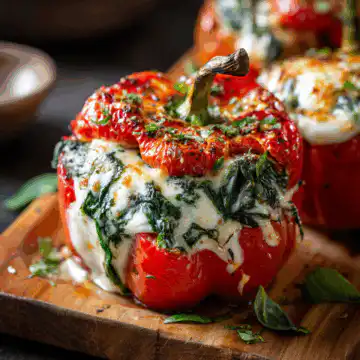 Roasted Red Pepper, Spinach, and Mozzarella