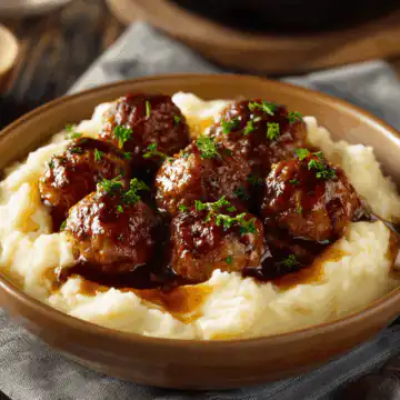 Salisbury Meatballs and Mashed Potatoes Recipe