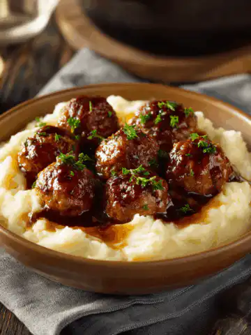 Salisbury Meatballs and Mashed Potatoes Recipe