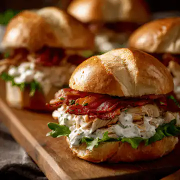 Slow Cooker Chicken Bacon Ranch Sandwiches