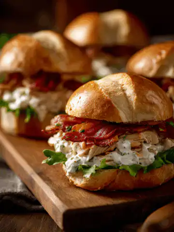 Slow Cooker Chicken Bacon Ranch Sandwiches