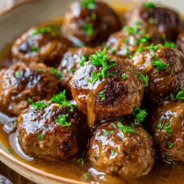 Slow Cooker French Onion Meatballs