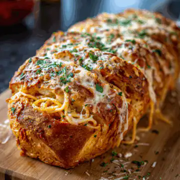 Spaghetti Stuffed Garlic Bread