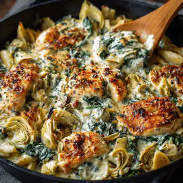Spinach Artichoke Chicken Skillet