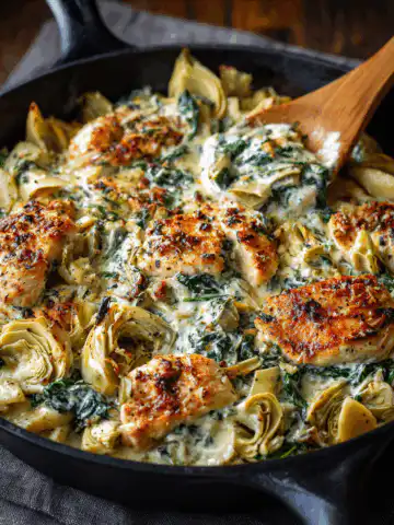 Spinach Artichoke Chicken Skillet