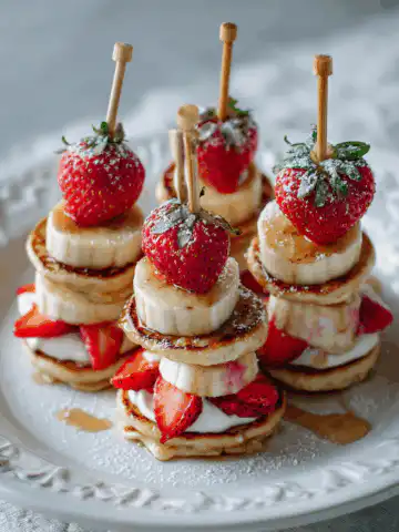 Strawberry Banana Pancake Skewers