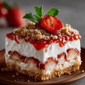 Strawberry Crunch Poke Cake