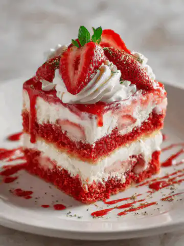 Strawberry Earthquake Cake