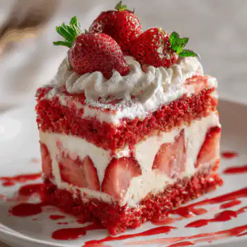 Strawberry Earthquake Cake