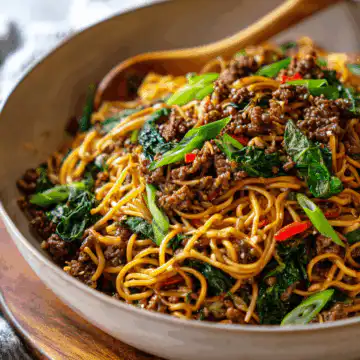 Stunning Mongolian Ground Beef Noodles