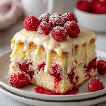 White Chocolate Raspberry Poke Cake