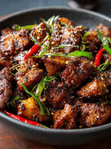 black pepper chicken with juicy tender chicken