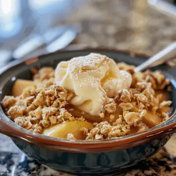 Apple Crisp Recipe taken with iphone 15 pro max --iw 2 --ar 4:5 --v 6.0 --raw