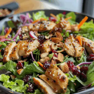 Asian Chicken Cranberry Salad taken with iphone 15 pro max --iw 2 --ar 4:5 --v 6.0 --raw